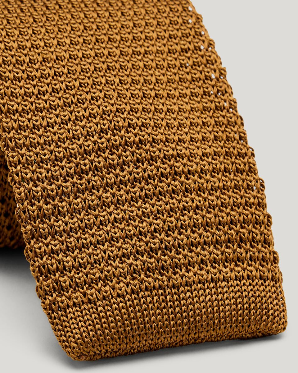 Knitted Silk Tie, Tan, hi-res